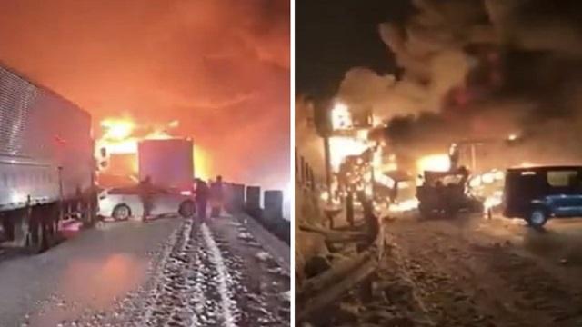  (ვიდეო) 67 ავტომობილის მონაწილეობით მასშტაბური ავტოსაგზაო შემთხვევა მოხდა – ავარიას მოჰყვა ძლიერი ხანძარი არის მსხვრპლი